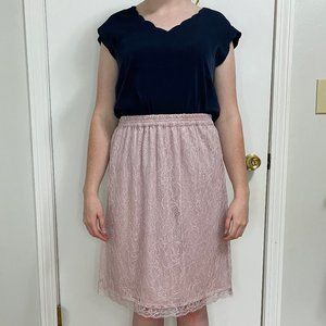 Light Pink Lace Midi Skirt Petite From Loft